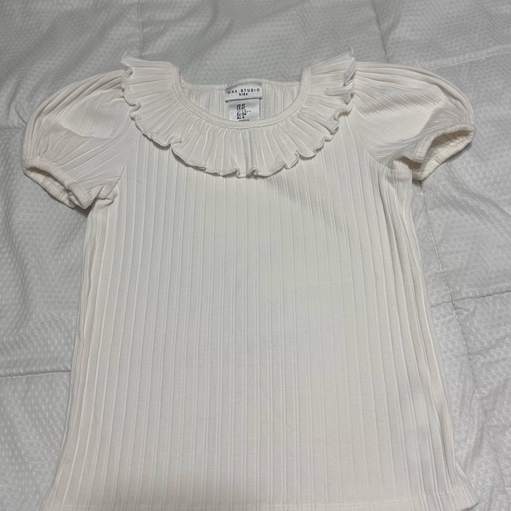 Max Studio Cream Ruffled Blouse